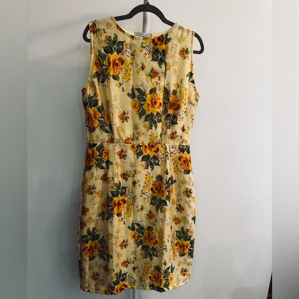 Vintage Miss Chase- Floral Sleeveless Dress - Yellow and Green - 005